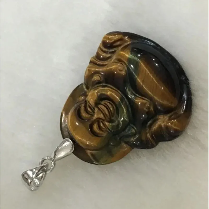 unsex hand carving 100% natural tiger eye stone buddha statue luy Pendant