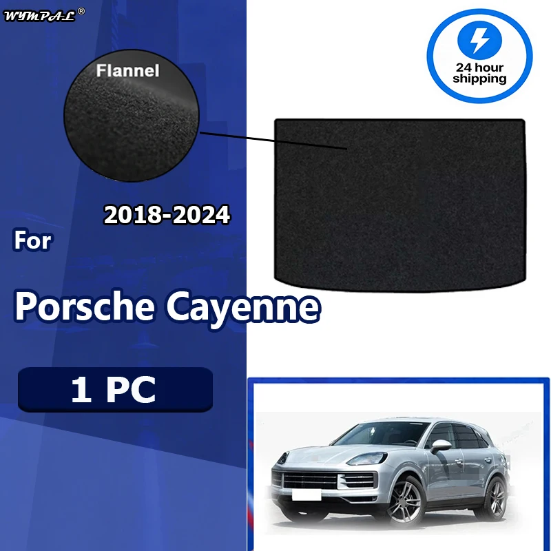 

Фланелевый коврик в багажник для Porsche Cayenne 2018-2024, поддон для багажа, напольный коврик, автомобильные аксессуары, черный
