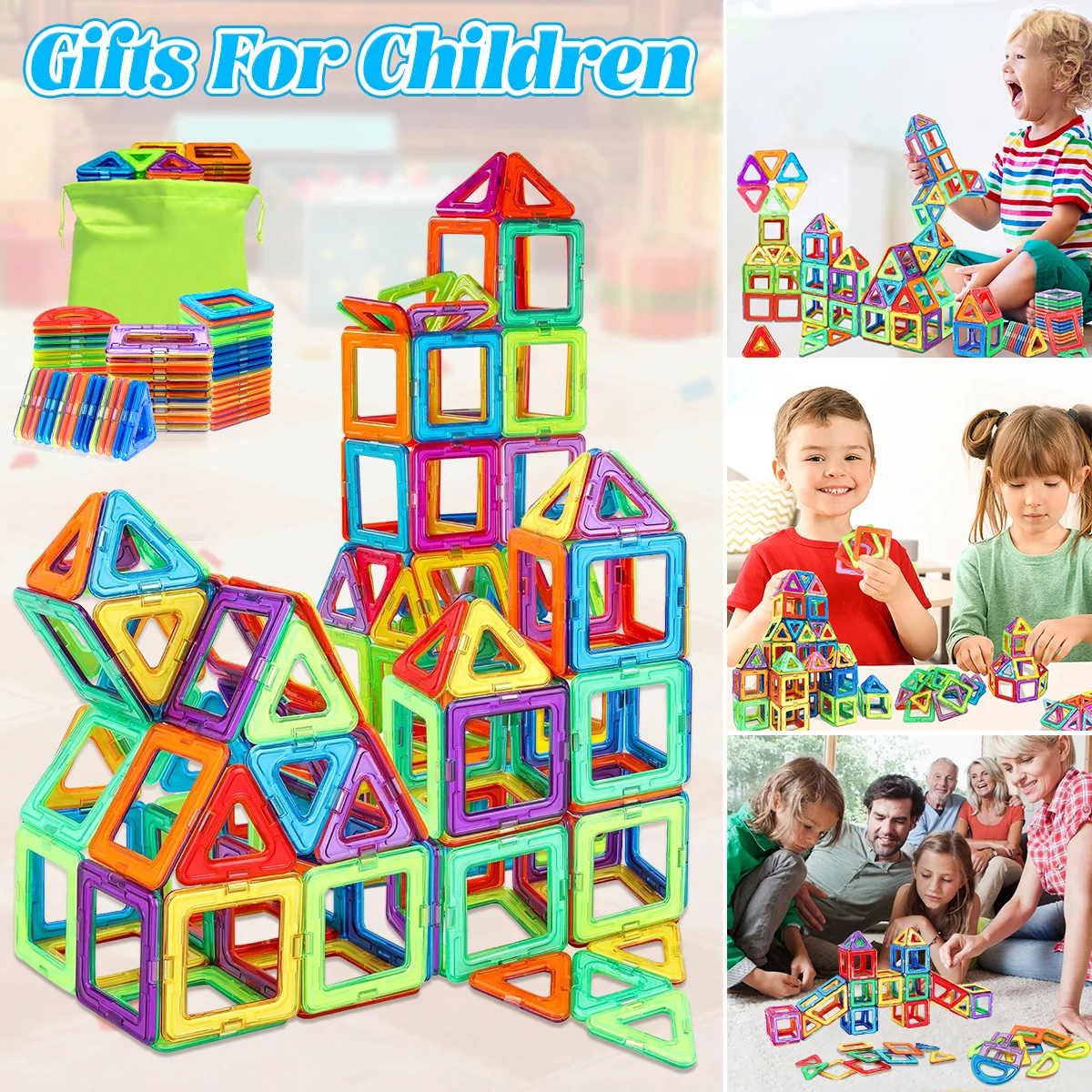 مكعبات بناء مغناطيسية - ألعاب منشئ تعليمية ثلاثية الأبعاد للأطفال مكعبات بناء مغناطيسية متعددة الأشكال 28/48/68 قطعة