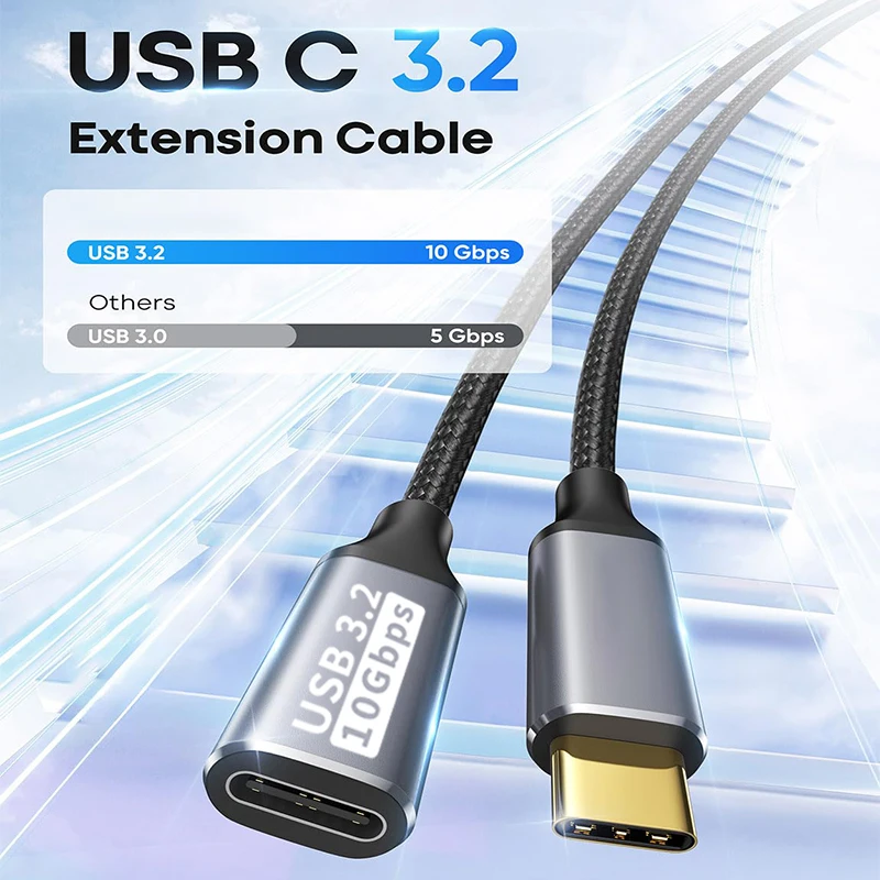 USB C Extension Cable Type C to C 100W Fast Charging Cord for Xiaomi Samsung Switch MacBook Pro 4k 60Hz Video Extension Cables