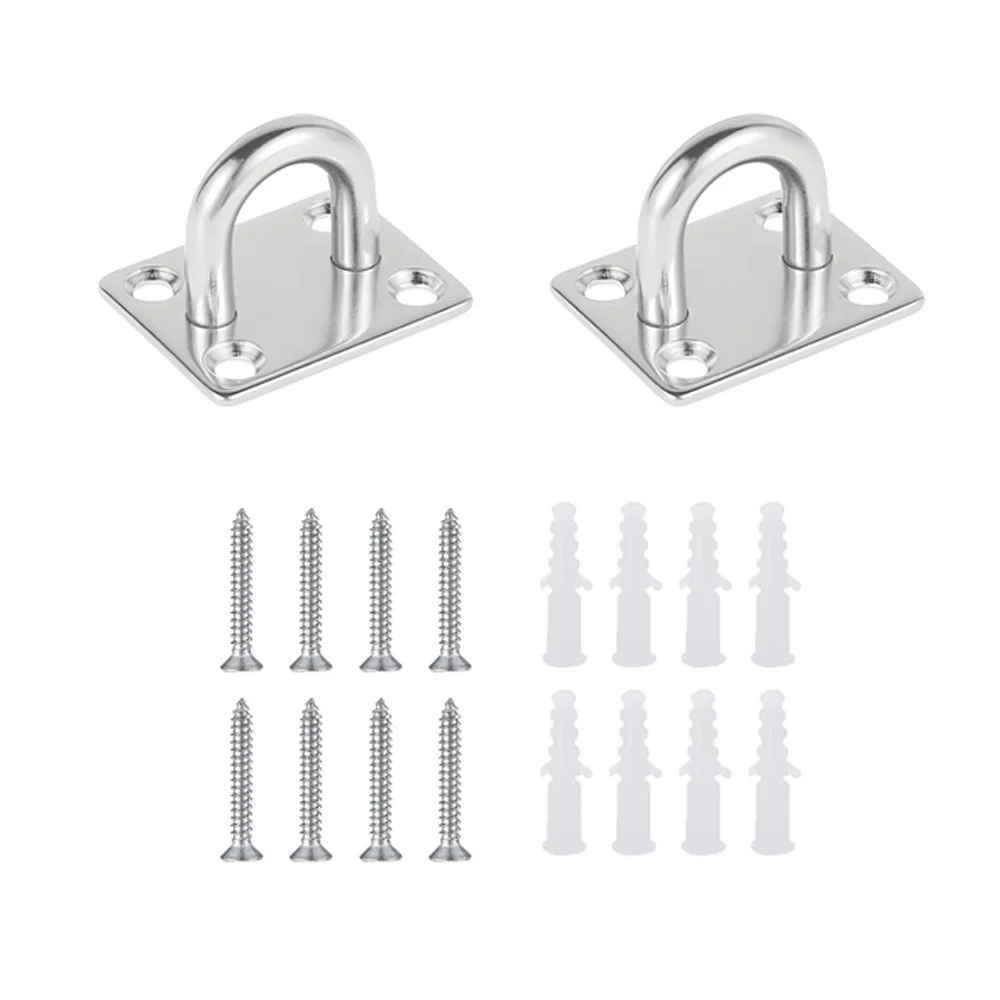 Gancio per piastra per occhiello quadrato in acciaio inossidabile da 2 pezzi M5 M6 M8 Gancio per hardware marino per piastra da soffitto per carichi pesanti Gancio per soffitto per barca a U
