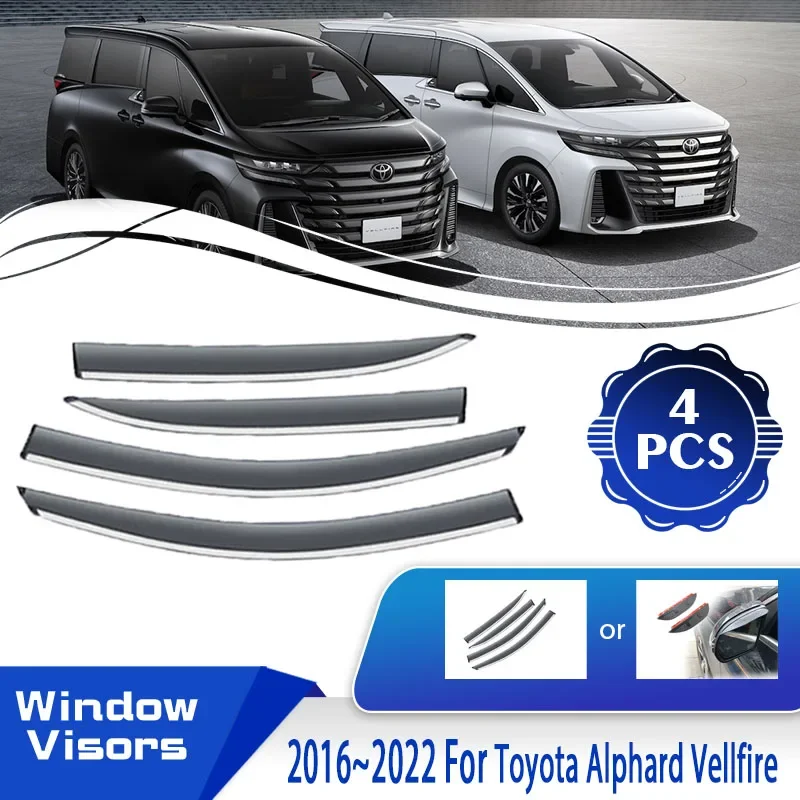 

For Toyota Alphard Vellfire AH30 30 2016~2022 Car Window Sun Rain Visors Deflectors Shelters Weathershields Set Auto Accessories