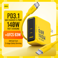 AOHI Youth 140W GaN Charger PD3.1 3-Port Type C Quick Charge For Macbook Pro Laptop USB Fast Charger For iPhone 16 Xiaomi Tablet