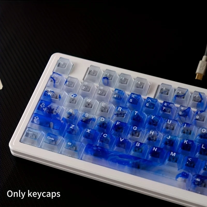 

122Wave-shaped keycaps are semi-transparentABSDual-shot Cherry switch mechanical keyboard，Durable，Ergonomically