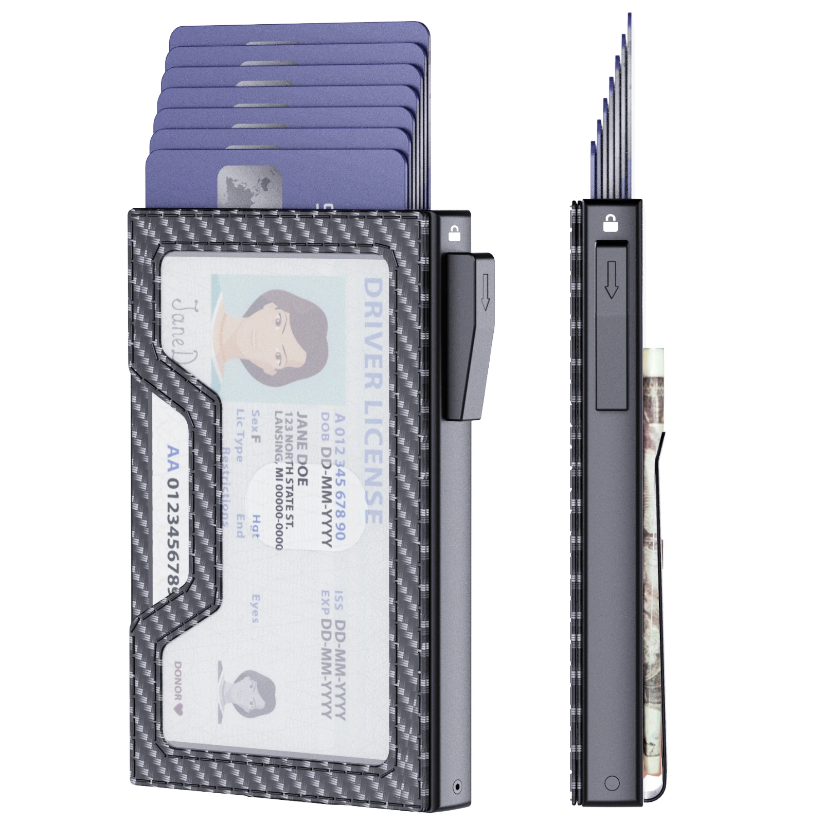 حامل بطاقات منبثق أوتوماتيكي بحجب RFID للرجال، وصول سريع، تصميم آمن، محفظة معدنية على طراز الأعمال، محفظة متينة