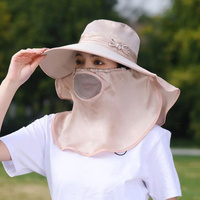 National Style Sun Hat with Wide Brim Women's Summer Sun-Proof Face Cover Tea Picking Hat Breathable Thin Summer Hat Outdoor Cyc