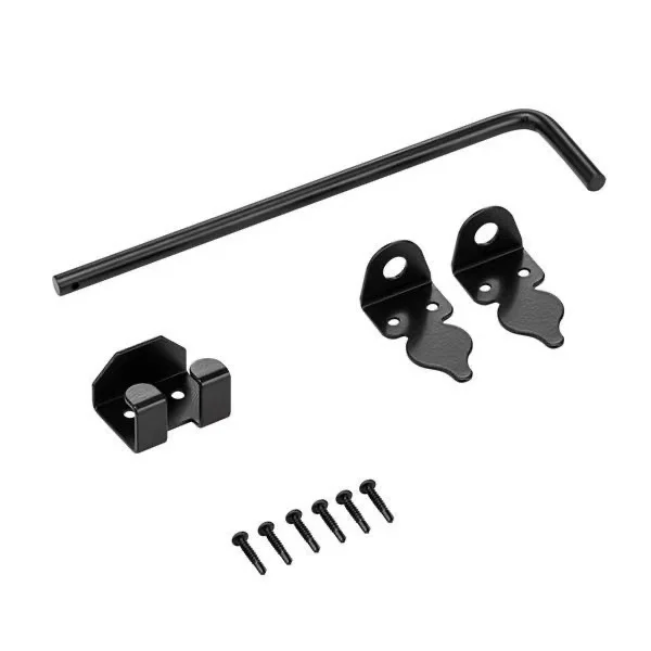 12inch A Heavy-Duty Black Metal Gate Lock with a Rattan Latch Bolt, Securing The Gate to The Ground