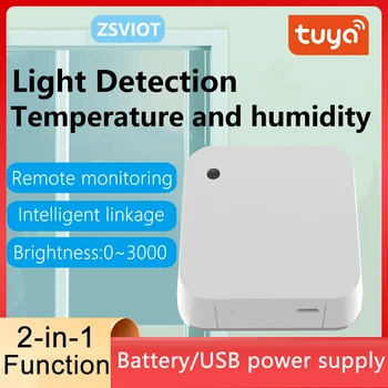 Tuya ZigBee 밝기 센서, 온도 및 습도, 지능형 홈 조명 센서, 밝기 감지기 자동화