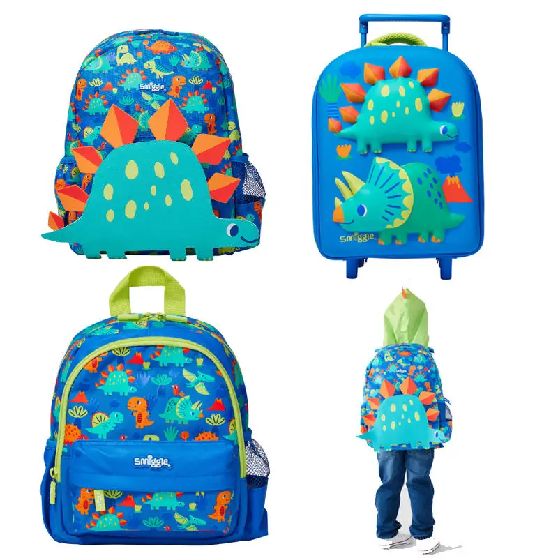 Australian Smiggle Backpack For Elementary School Student Medium-Sized Hat Cartoon Backpack Dinosaur Shaped Kid'S Backpack