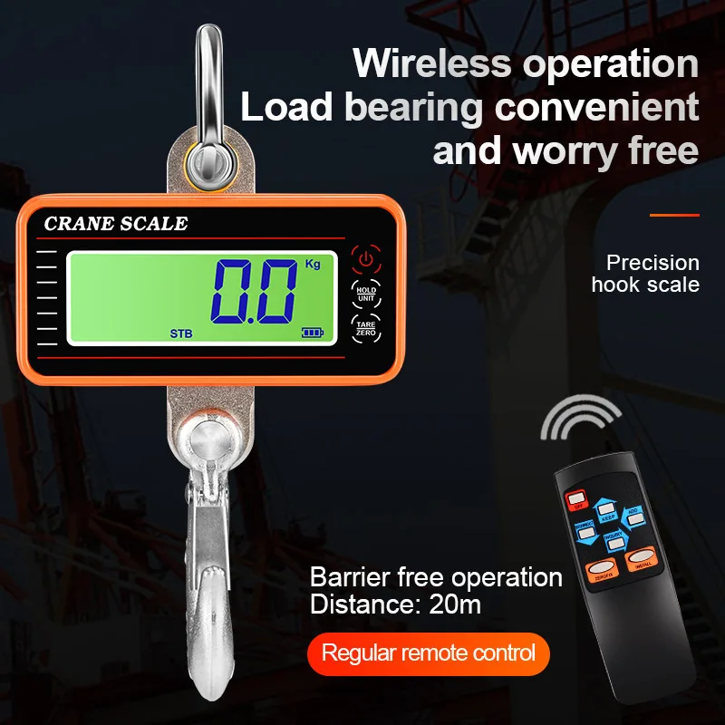 Digital Hanging Scales 1500kg/1000KG/500kg Heavy Duty Crane Scale LCD Industrial Hook Alloy Weighing Blance 65ft Remote Control