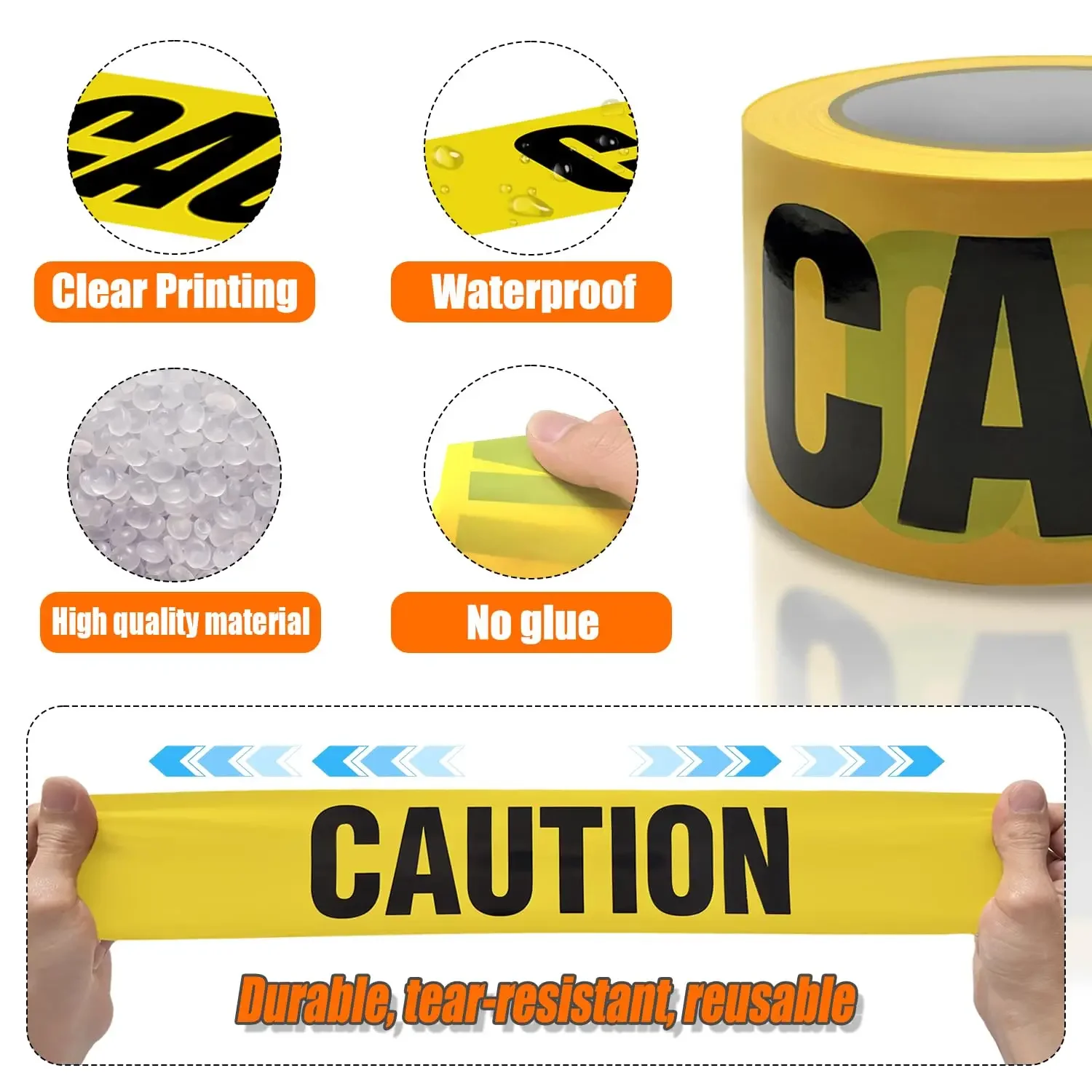 7.6cmx30M Heavy Duty Caution Tape Reusable Warning Barrier Tape Waterproof for Construction Site Crime Scene Halloween Decor