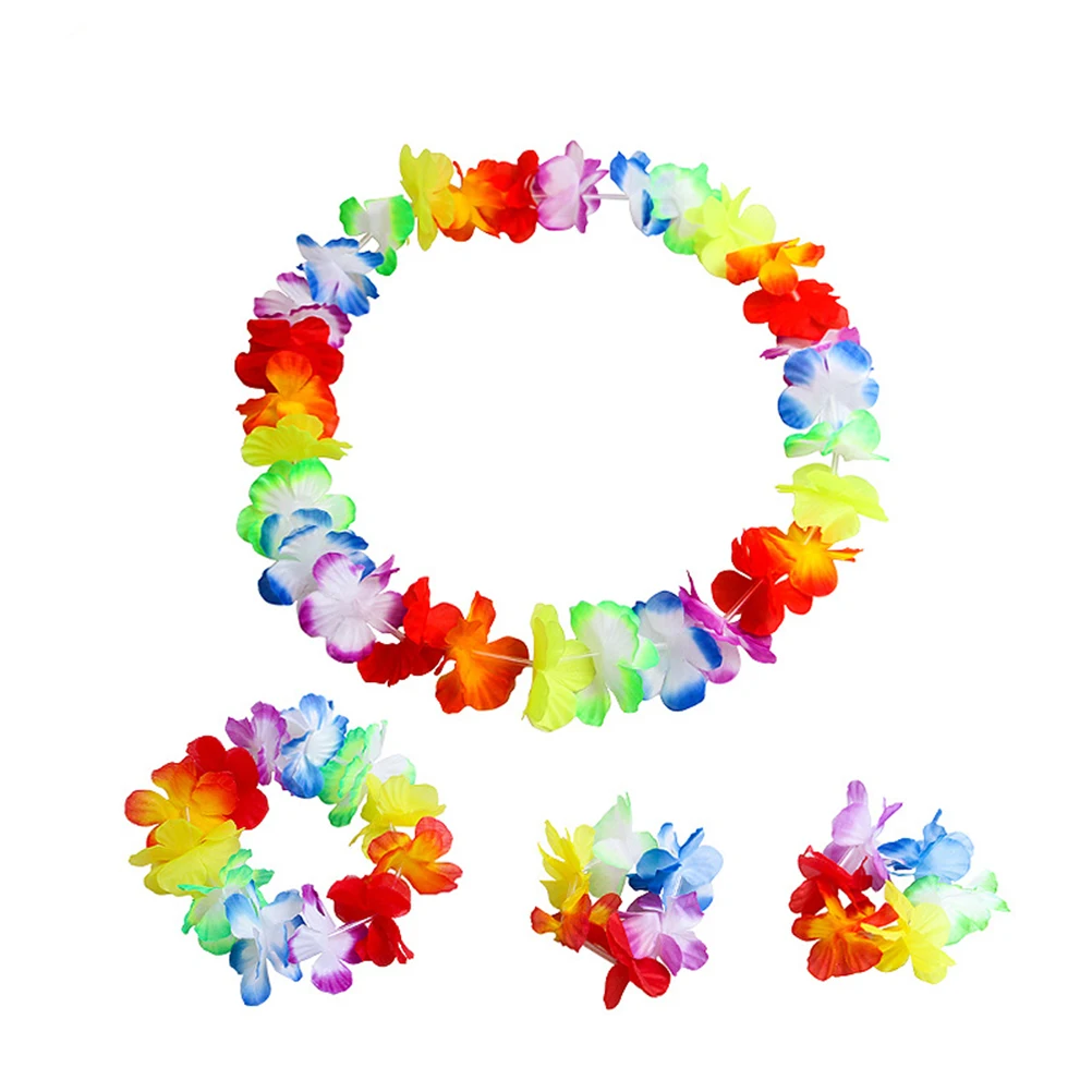 

8 PCS Dance Costume Hawaiian Party Accessories Flowers for Women Girls Outfit Grass Skirts Photo Dress-up