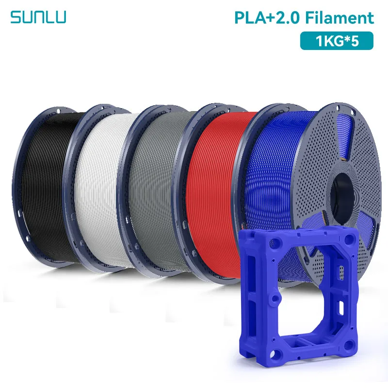 

SUNLU 5 кг PLA + 2,0, прочная нить для 3D-принтера и более прочная нить PLA Plus, 1000 г/рулон, 1,75 мм, 3D-нить, подходит для FDM 3D Prin
