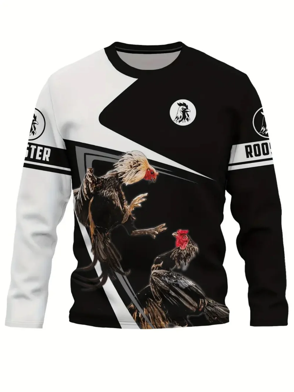 Rooster Graphic Men's T-Shirt Y2k Long Sleeve Mens Tops Oversize Crew Neck Unisex Tee Shirt Autumn Personality Men's Clothing
