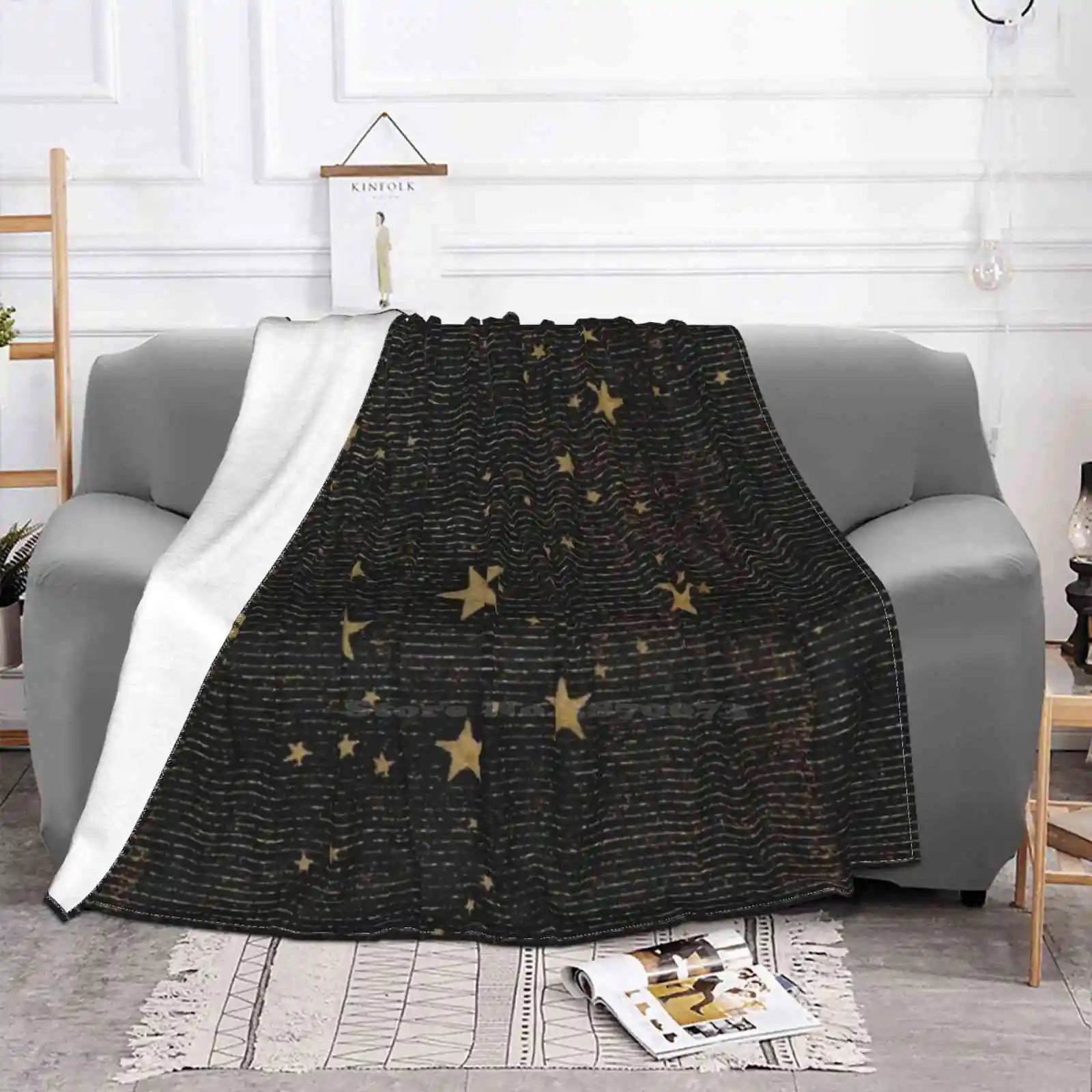 Antiquarian Stars Blanket Soft Warm Travel Portable Blanket Stars Astronomy Sky Night Black Vintage Antique Science Space