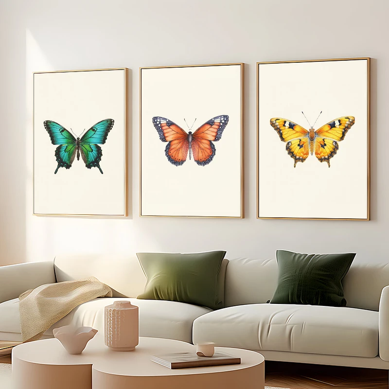Vintage Butterfly Colorful Minimalist Art Posters and Prints Canvas Printing Wall Picture for Living Room Home Decoration Gifts