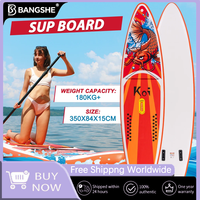 FunWater 11' Blue Red Inflatable Paddle Board with Accessories: Perfect for Recreational Paddling, Dock, Shore, or Bank