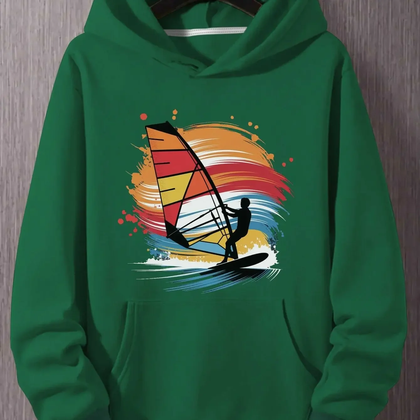 Men Casual Pullover Hoodie Windsurfing Extreme Water Sports Fashion Streetwear Sweatshirt