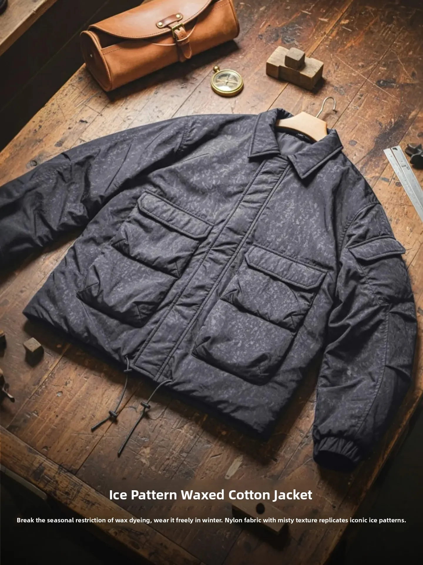 

Maden American Sle Wax Dye M65 Hunting Jaet Stand Collar Warm Cotton Coat for Men Autumn Winter Stand Fit Polyester Li...