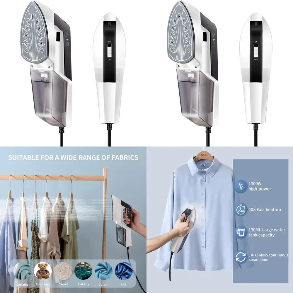 

Портативный отпариватель для ткани с быстрым нагревом, мощность 1300 Вт, устраняет складки для путешествий и дома