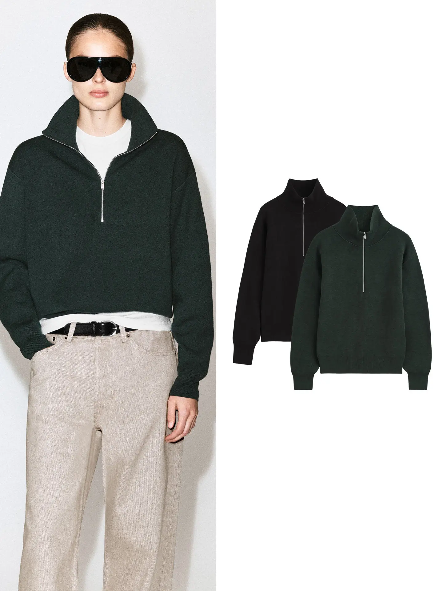 Autumn New Arrival Women's Standard Fit Knitwear Long Sleeve Cowl Neck Zipper Ribbed Polyester Casual Fashion Top