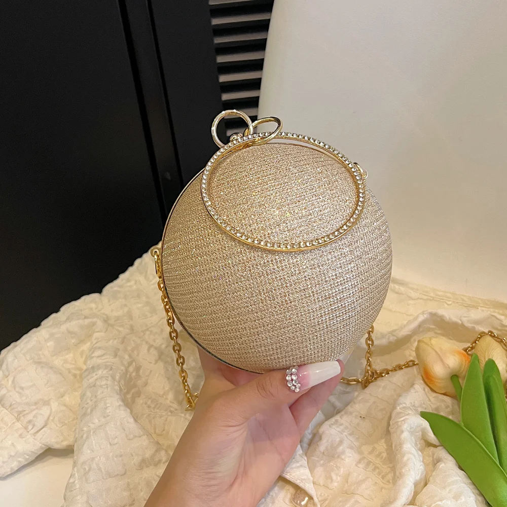 

New Niche Round Ball Design High-End Feel Handheld Crossbody Chain Mini Evening Bag