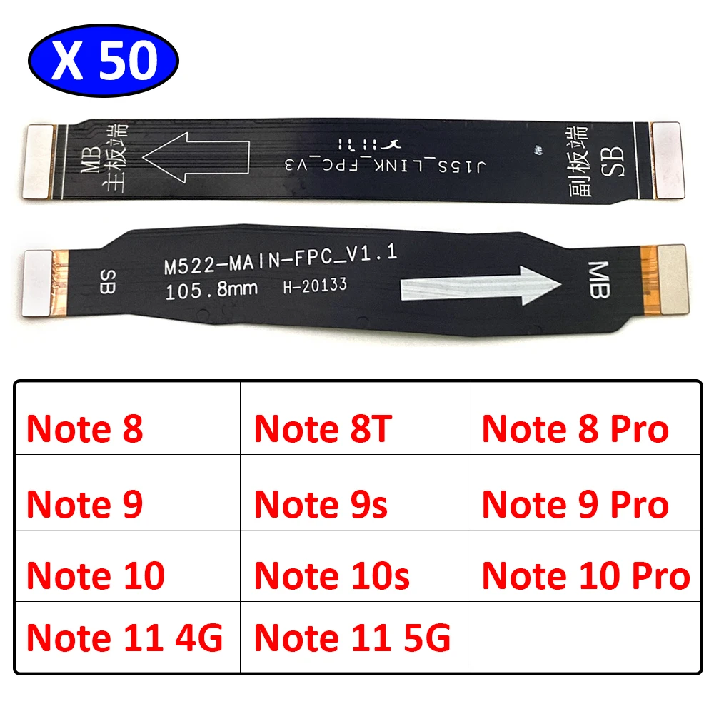 50Pcs/Lot, Main Board Motherboard Mainboard Flex Cable For Xiaomi Redmi 9 9A 9C 6 6A 8A Note 10 10s 8 7 6 Pro Note 11 4G 5G