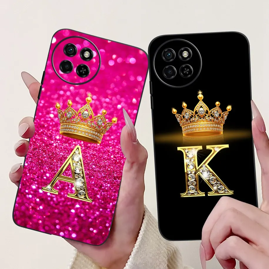 For Itel S23 Case S665L Funda Soft Silicone Cute Crown Letters Shockproof TPU Black Phone Cover For ITELS23 4G S 23 ItelS23 Case