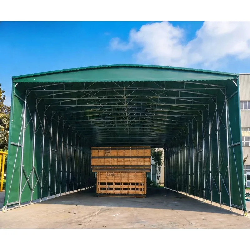 Outdoor mobile sliding rain canopy, large telescopic folding sunshade, installation warehouse parking shed,