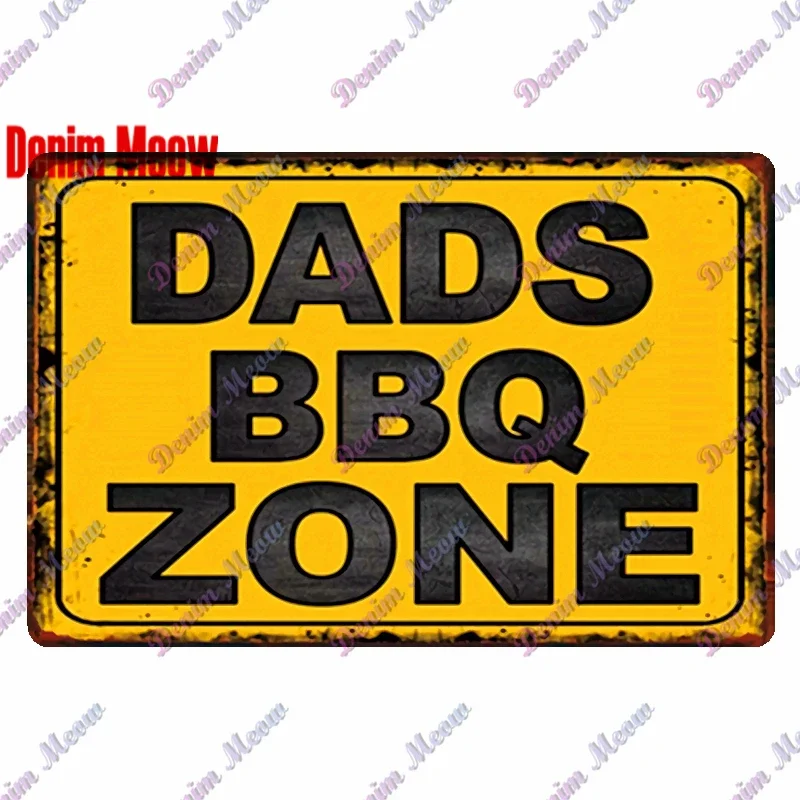 Retro Metal Sign for Barbeque Party, Dad's BBQ Zone, Grill Time Wall Art, Poster for Bar, Pub, Kitchen, Home Decor, WY81