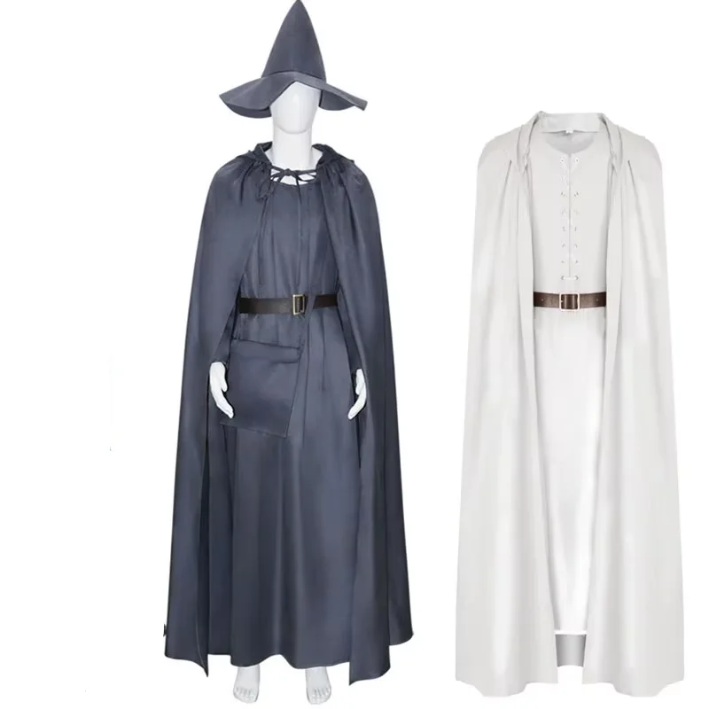 Film Gandalf Cosplay Kostüm Weiße Ringe Robe Umhang Herren Fantasia Halloween Karneval Anzug