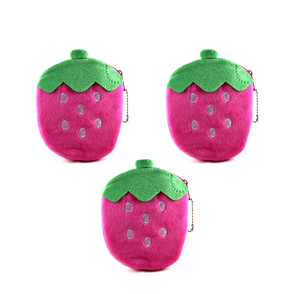 

Pink Strawberry Small Wallet Coin For Women Portable Coin Purse Change Bag Fruit Design Daily Use