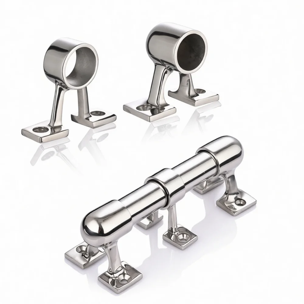 Marine Boat Deck Railing Base Hardware Stainless Steel Tube Connector Mount Fitting For Yacht Handrail Support Pipe