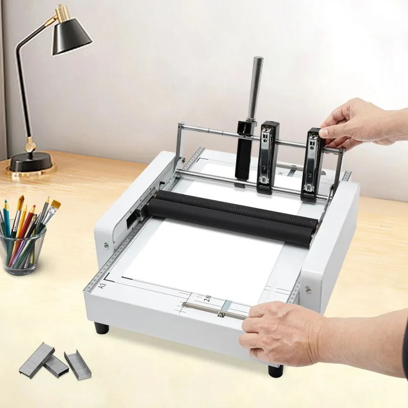 60W Paper Folding Machine, A3 Booklet Maker, Binding & Folding Machine with Visible Panel 5.83*8.27in-11.69*16.54in