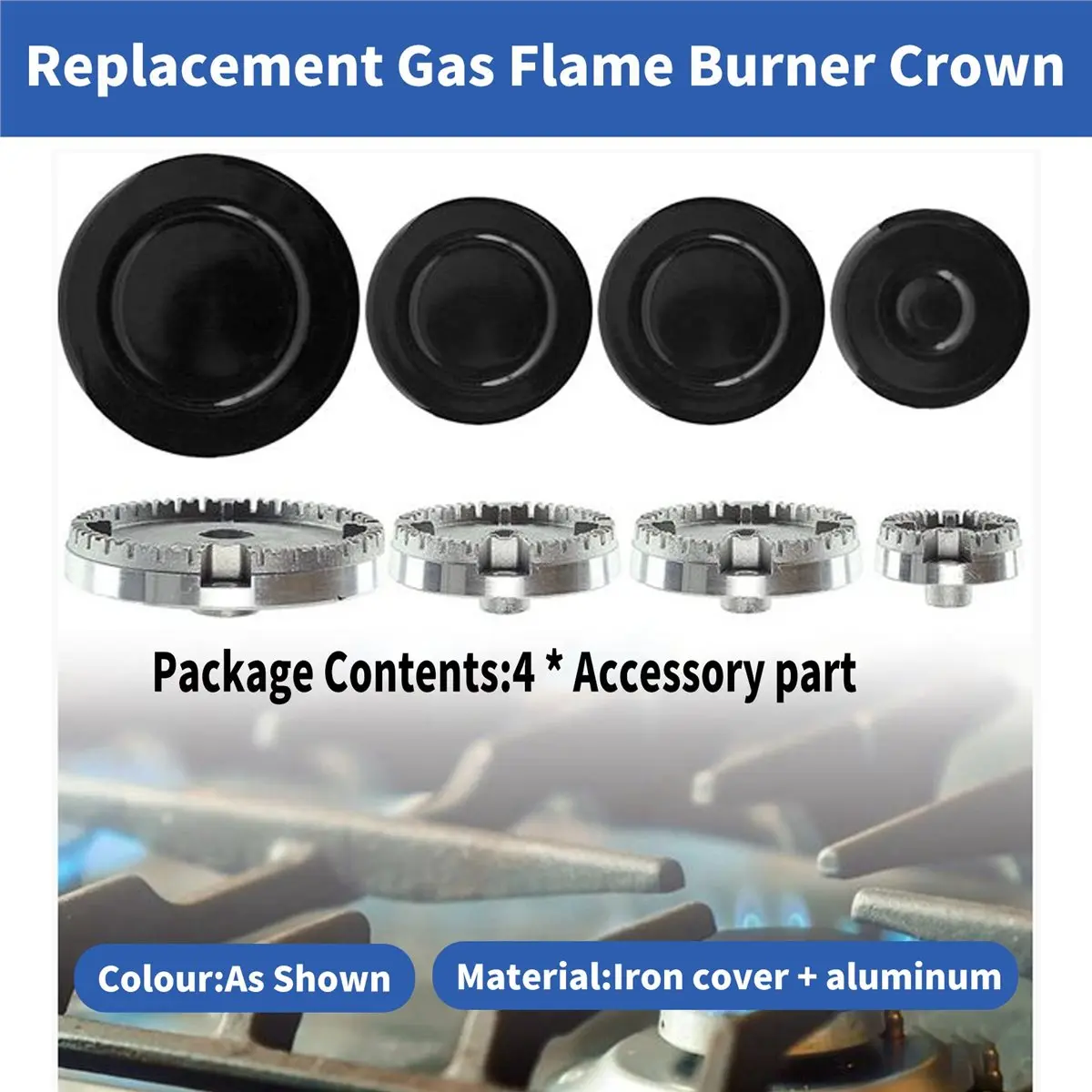 

Y17A Universal Burner Crown Flame Cap Oven Cooker Hob Gas for CDA,Flame Burner Cap Crown Fits All Between Sizes Concave