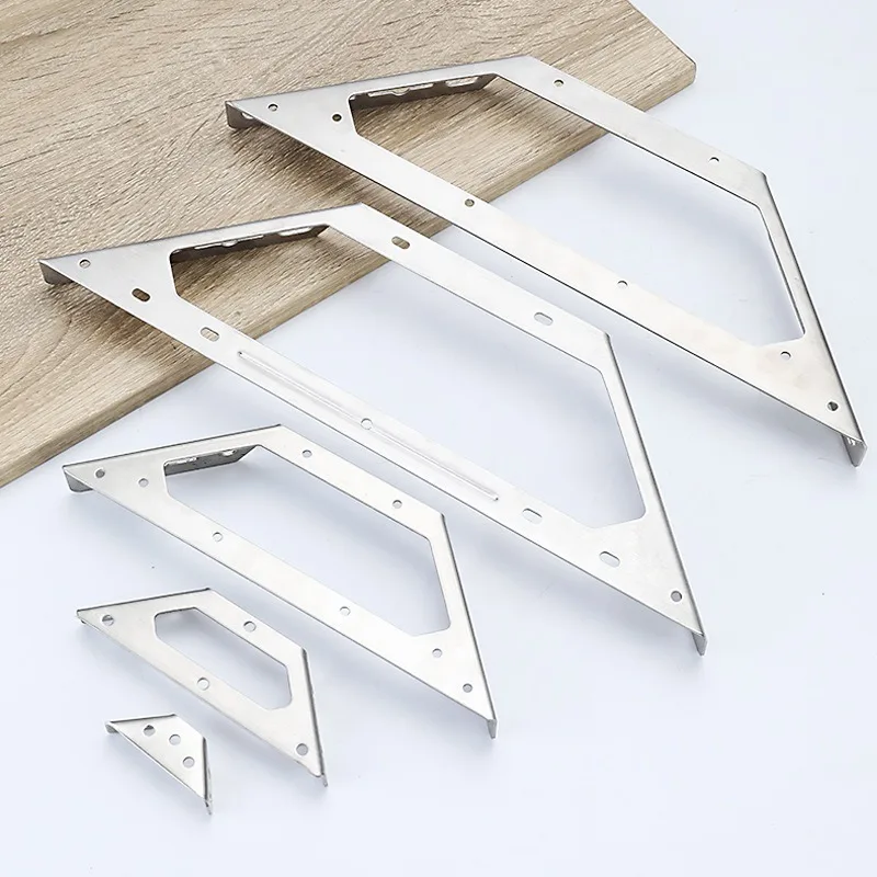 1-4 Pcs Stainless Steel Trapeziform Corner Braces Triangle Trapeziform Fixed Three Sides Shelf Support Joint Fastener