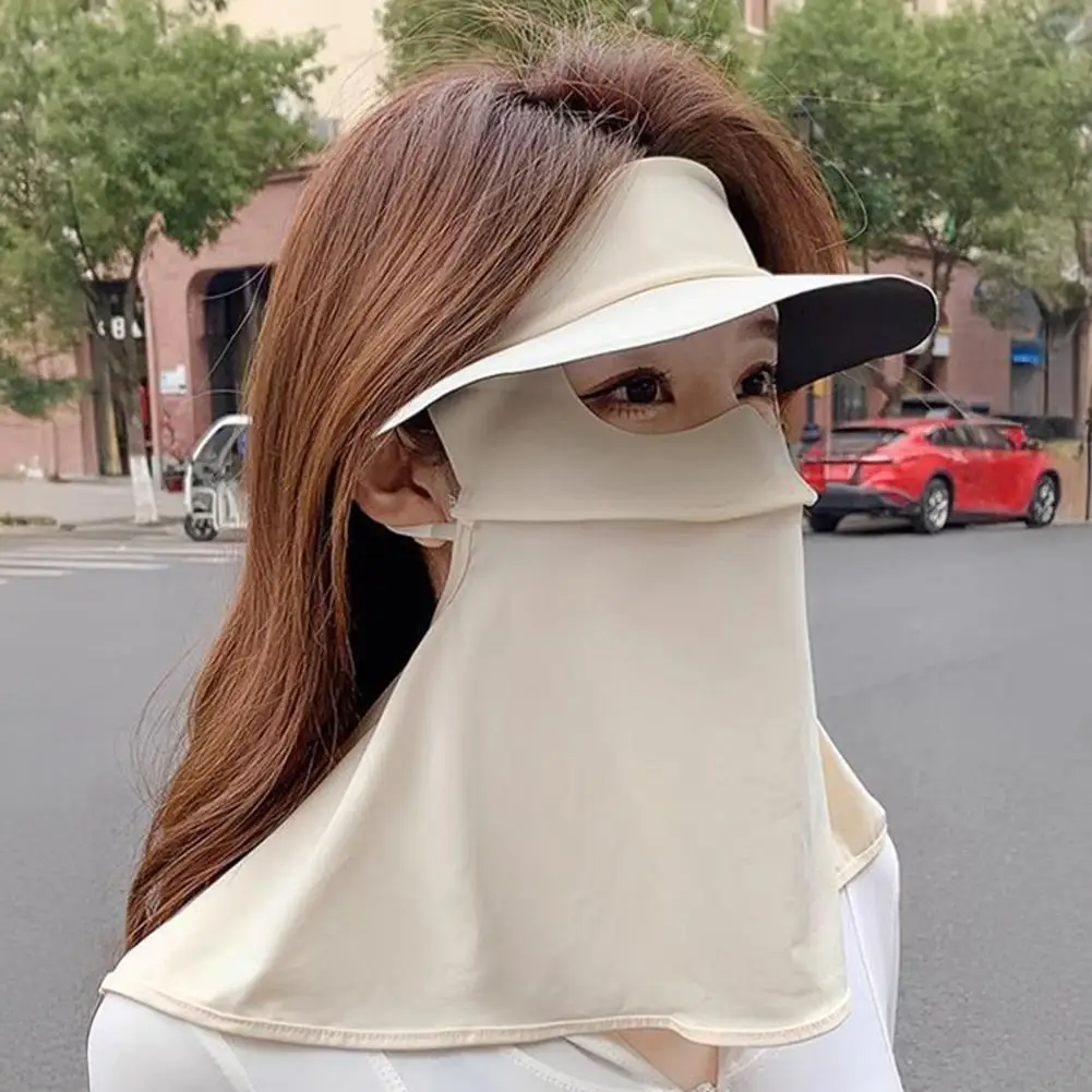 Upf50 Face Mask Sun Mask Sun Protection Mask for Women Full Face Wrapping Design Ice Silk Fabric Breathable Uv Shield Cycling