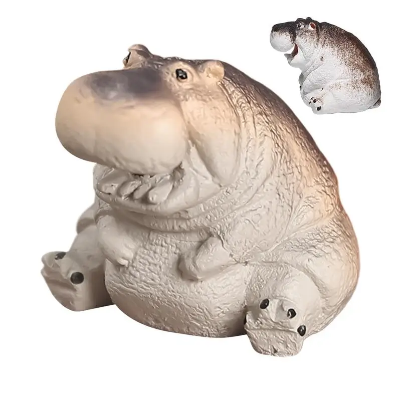 Desk Hippo Tea Pet Small Hippo Desk Resin Figurine Tea Pet Adorable Hippo Animal Aquascape Accessories Indoor Outdoor Use For