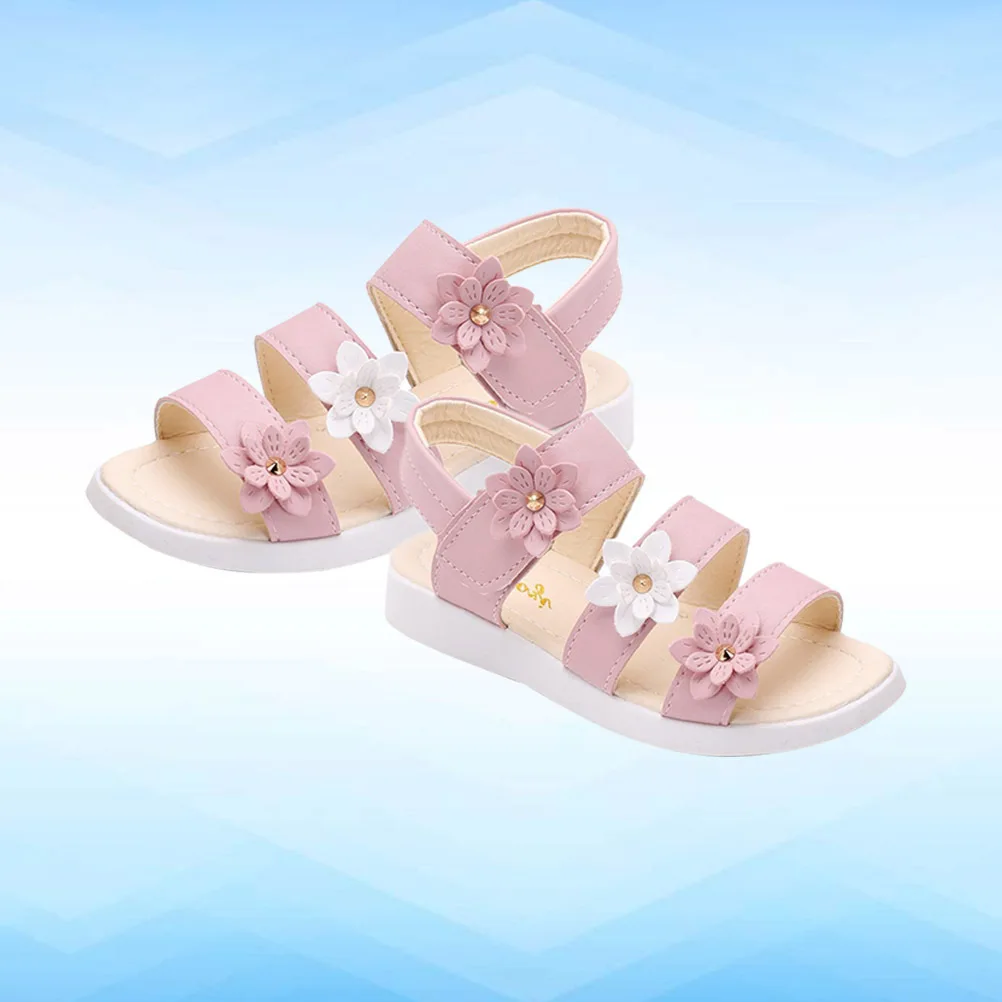 

1 Pair Girls Sandals Pink Size 29 (17.9Cm) Pu Kids Summer Shoes For Parties Festivals Birthday Gift