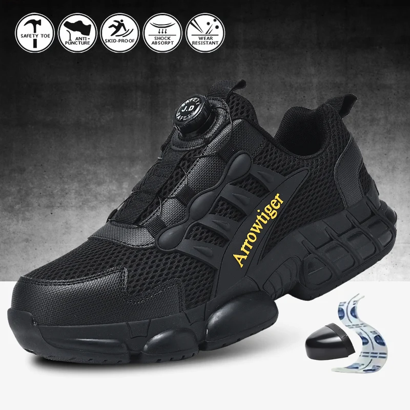 Labor Protection Shoes for Men, Anti-Smash, Anti-Puncture, Steel Toe, Steel Plate, Lightweight Construction Site Work Shoes for Men, Summer Breathable and Wear-Resistant