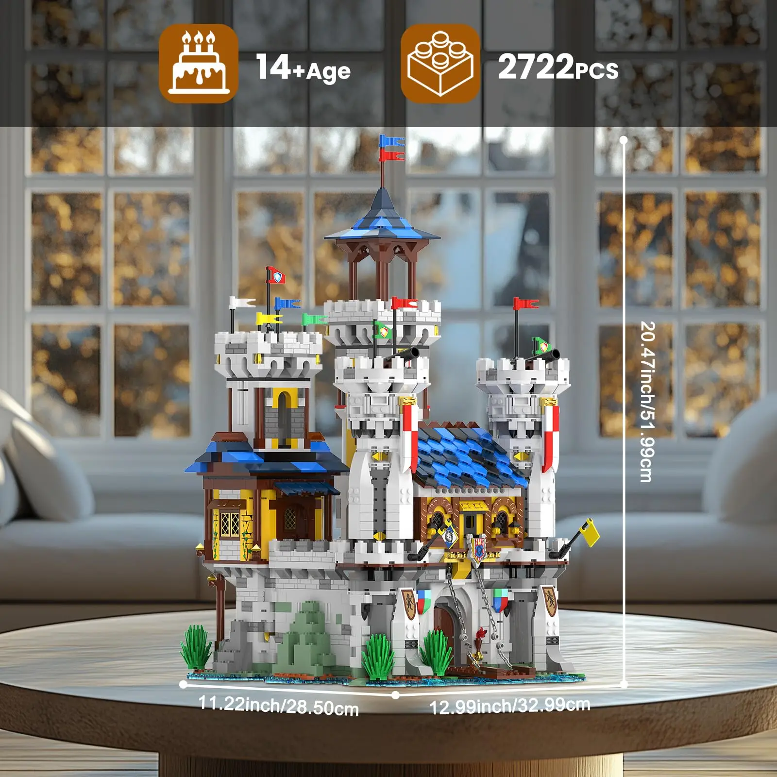2722PCS Mittelalterliche Burg Gebäude Kits Kreative 3 in 1 Haus Gebäude Modell Erwachsene Sammlung Architektur Set Spielzeug Geschenk für Jungen