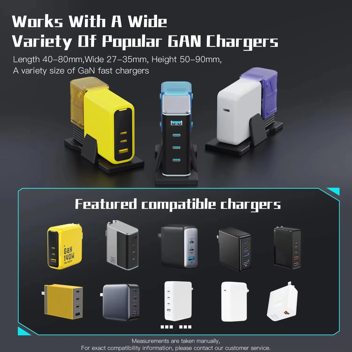 Kit de support d'adaptateur de bureau, prise américaine, station de chargeur GaNs avec rallonge femelle à mâle pour chargeur Ugreen CUKTECH 140W Gan