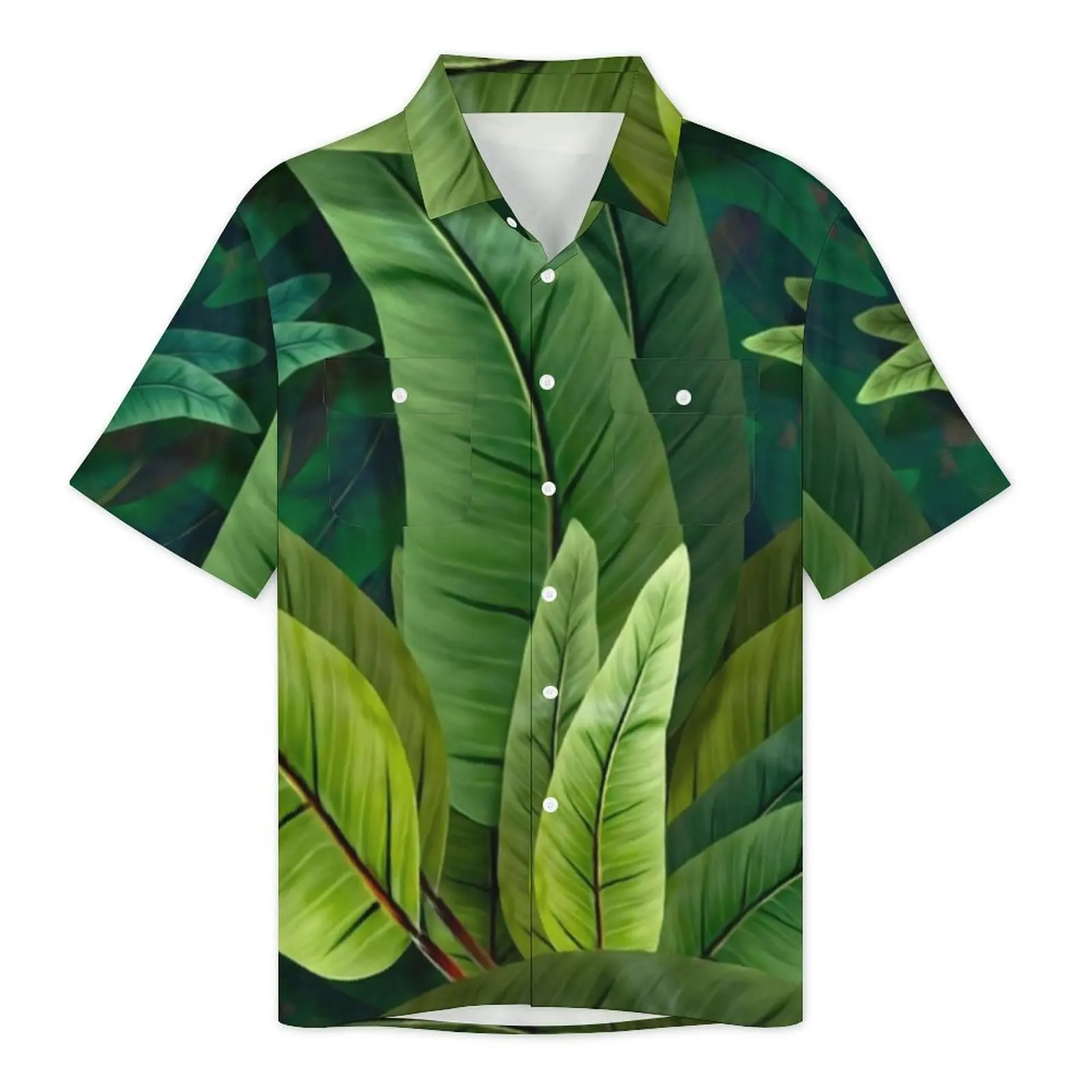 Chemise d'été rétro à manches courtes pour hommes, chemisiers tropicaux, feuilles vertes, chemises décontractées élégantes, vêtements respirants confortables, vacances