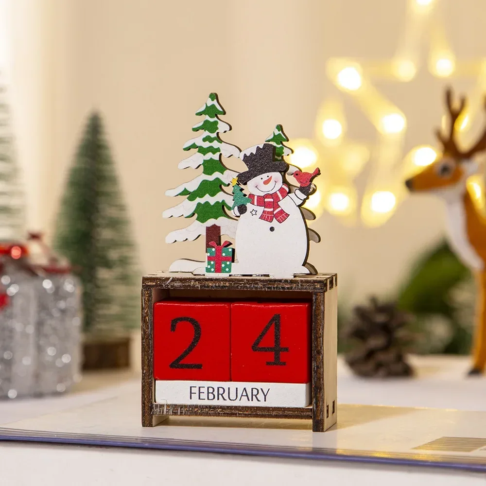 

2023 New Year Countdown Calendar Elk Snowman DIY Wooden Ornaments Navidad Christmas Decoration Christmas Gift Kids Natal Noel