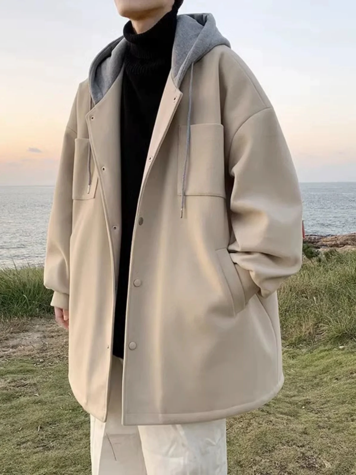 

Вельветовое мужское пальто, молодежный дизайн, цветная блузка средней длины, осень-зима, тюнер, подходит на одной пуговице