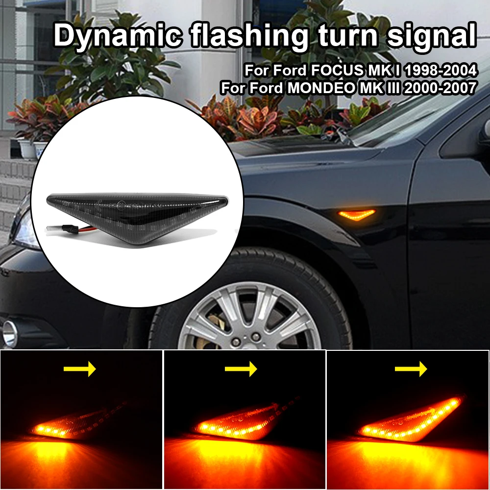

Flowing Side Repeater Light LED Dynamic Side Marker Turn Signal Lights Indicator Blinker Lamp For Ford Mondeo MK3 Focus MK1