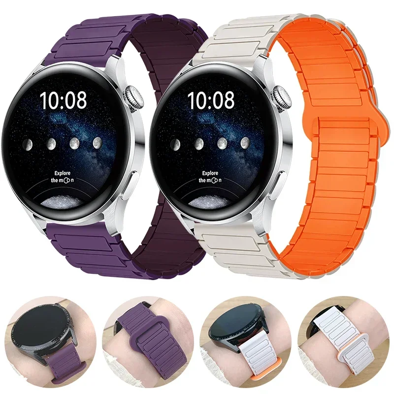 18mm 20mm 22mm Magnetic Loop band For Samsung Galaxy watch 7/6/5 pro/4/Classic Silicone link bracelet huawei GT 2-2e 3-4 strap