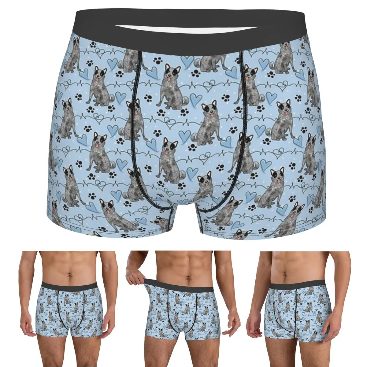 

Трусы-боксеры, шорты LOVE Blue Heeler, австралийская крупный рогатый скот, собака 1, мужские дышащие трусы для мужчин, подарок бойфренду