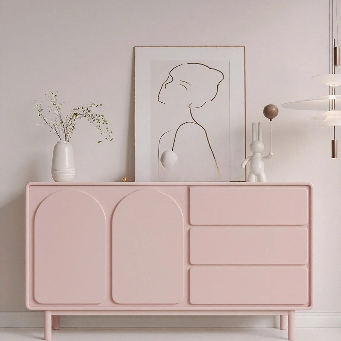 Solid wood dining side cabinet, simple modern tea cabinet, locker storage cabinet