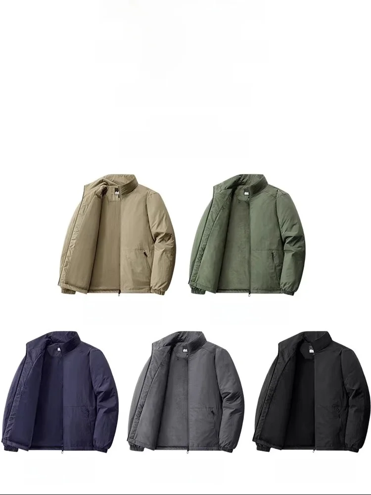 

Thiened Fce Lined Jaet Men's Autumn Winter Windproof Stand Collar Sports Casual Workwear Outdoor Anti-Cold Jaet